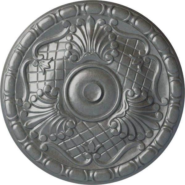 Ekena Millwork Amelia Ceiling Medallion (Fits Canopies up to 4 1/8"), Hand-Painted Platinum, 15 3/4"OD x 5/8"P CM16AMPLS - main